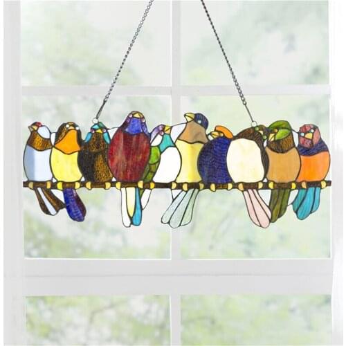 Mini Stained Bird Glass Window Hangings Acrylic Wall Hanging Birds Decor Room Accessories Scandinavian Decor Mothers Day Gift