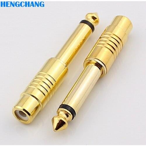 Mono 6.35mm to RCA connector 6.5mm Male to RCA Female Adapter Connector Converter For Microphone gold plating 10pcs
