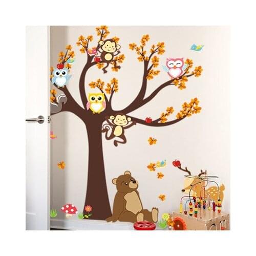 Cartoon Forest Monkey Tree Wall Stickers Wall Pictures For Living Room DIY Baby Room Wall Decoration Wall Papers Home Decor