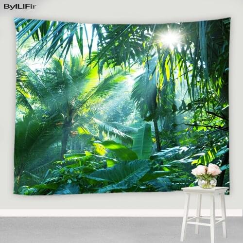 Mist Forest Landscape Wall Hanging Tapestry Sunshine Trees Psychedelic Hippie Mural Screen Bohemian Bedroom Decor Tapestries