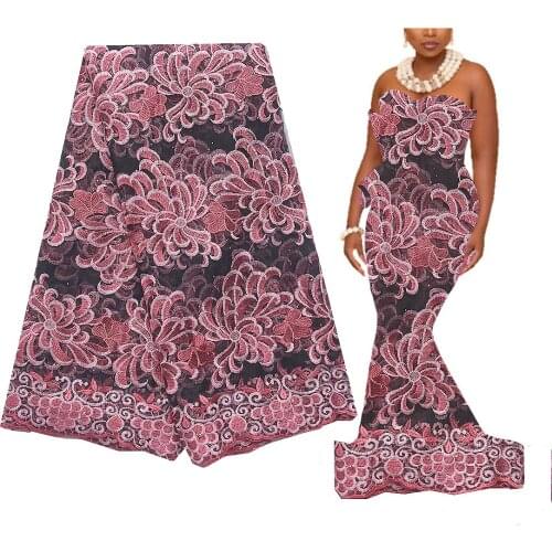 Latest African Lace Net Mesh Fabric Embroidered Sew Fabric Wedding Laces Green 5 Yards Cord Tulle Beaded Nigerian Lace Fabrics