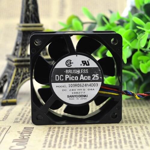 Original FOR Sanyo 109R 0624 M 4D 03 24V 0.04A 6 CM 6025 60 * 60 * 25 3-wire Cooling fan