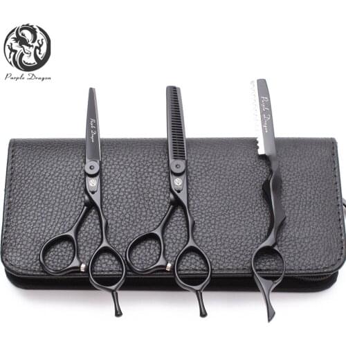 6" 17.5cm Purple Dragon Z9015 Black Professional Hairdressing Scissors Cutting Scissors Thinning Shears Hair Shears Set of Tool
