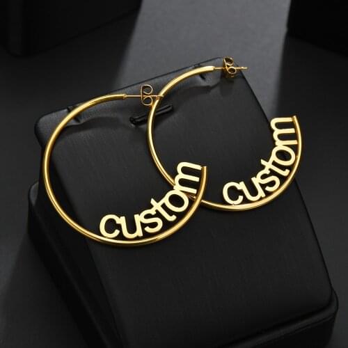 Personalized Name High Quality Stainless Steel Letter Earrings Custom Letter Numbers Earrings For Women Weddings Party Jewelry