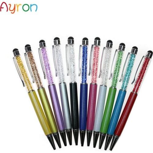 1 Pcs Cute Kawaii Brand diamond Metal ballpoint Pen Touch Screen Crystal Ball pen for Ipad Iphone Office Supplies Free shipping