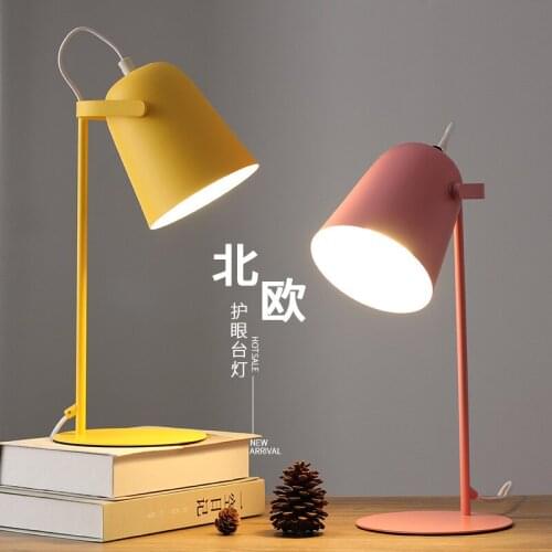 Nordic LED creative living room simple solid wood modern macaron study desk student girl ins Wind table lamp