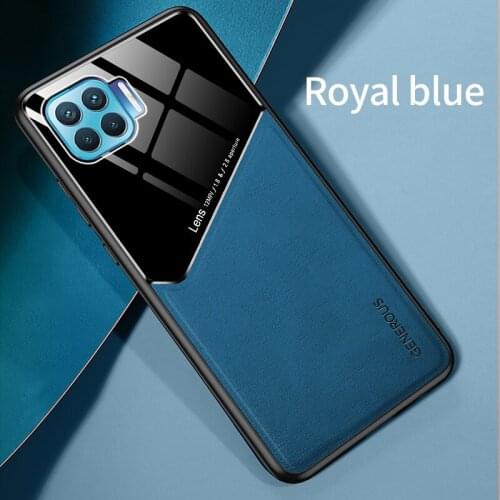 Uftemr Mirror PC Leather Case for OPPO F17 Pro Case Soft TPU Silicone Frame Built-in iron Bumper Cover for OPPO F17 F 17 Pro 4G