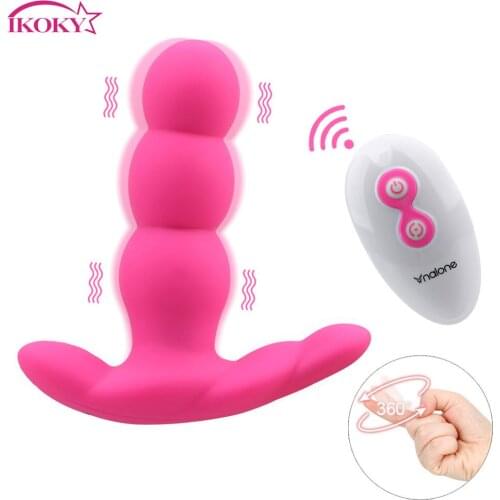 IKOKY 360 Degree Rotating Vibrator Vaginal G-Spot Stimulate Silicone Wireless Remote Control Sex Toys for Woman Man