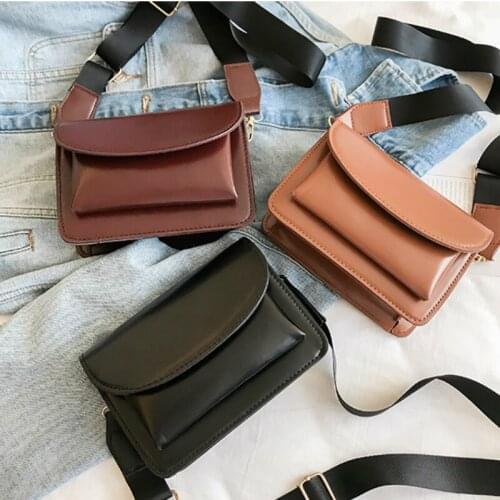 Women bag 2020 new PU Flap vintage Solid Hasp Shoulder Bags purses Korean ladylike simple style phone bag Mori girl