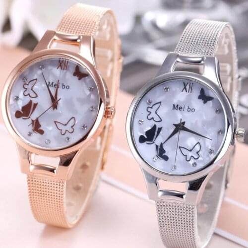 2020 Best Selling Fashion Watch Women Butterfly Ladies Watches Golden Alloy Band Quartz Wristwatch Clocks Gift Dress reloj mujer