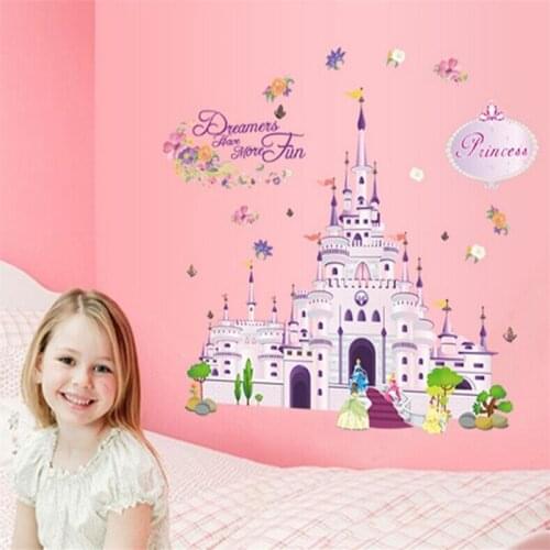 ZOOYOO Interesting girl childrens room landscaping decorative wall stickers love princess dream castle map manor (50 * 70)