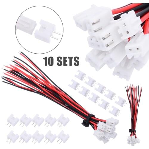 10 Sets 2 Pin Mini Micro JST XH2.54mm 24AWG Connector Plug 2.54mm Pitch With Electrical Cable Wires 150mm Length High quality
