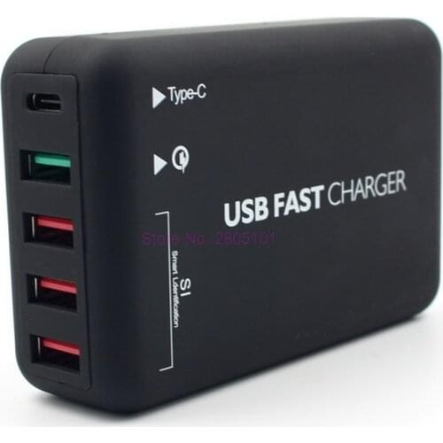 Dhl or fedex 10pcs 4 Port USB Type-C QC 3.0 USB Wall Fast Charger Station Power Adapter EU Plug Black 5V/9V/12V Support