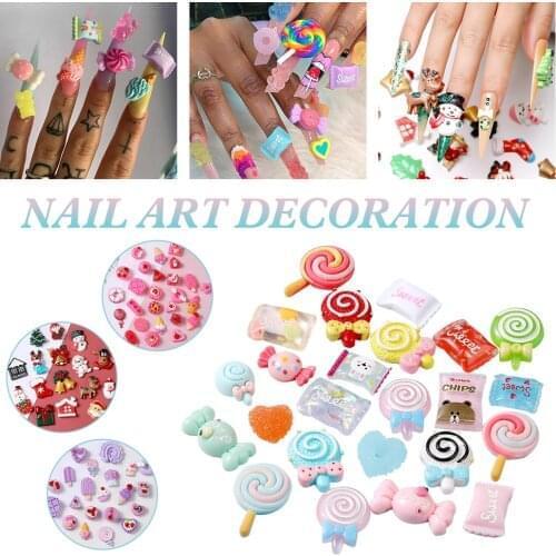 3D Resin Charms Mixed Candy Sweet Assorted Nail Art Ornaments DIY Manicure Accessories for Home Salon