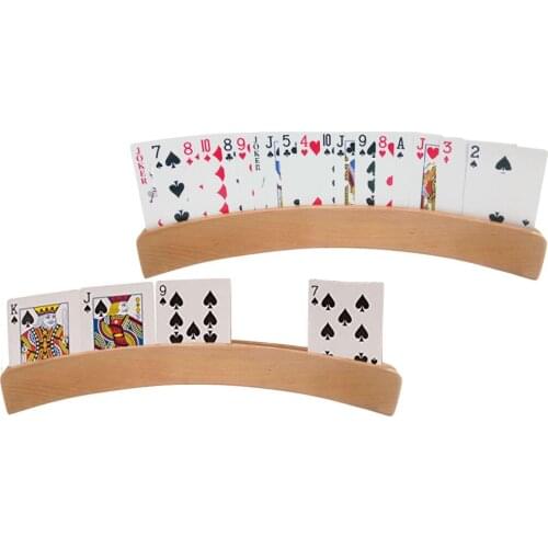 4PCS/Set Wooden Playing Cards Holder Arc Playing Cards Holder Curved Games Card Holder For Family Gathering Cards Games