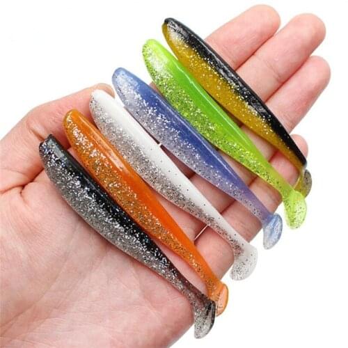 SUFFYU 5PCS Jigging Wobblers Fishing Lure 8CM/3.5g shad T-tail soft bait Aritificial Silicone Lures Bass Pike Fishing Tackle