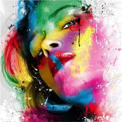 5D DIY Diamond embroidery Cross stitch Full Square Diamond painting colorful female head lip Full Round Diamond mosaic