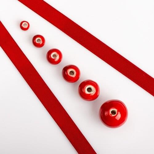 6-16# Big Red Ceramic Beads Bright Red Porcelain Bead China Knot Accessories Large Hole 6~16mm #0A2#829