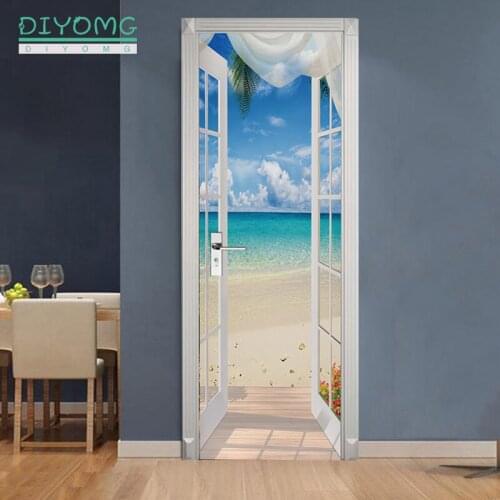 77x200cm 3D Door Stickers DIY art For Bedroom Livingroom self-Adhesive Wallpaper Murals Vinyl Removable Creative Art Door Decals