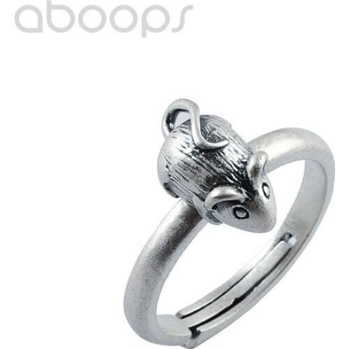 Cute 925 Sterling Silver Mouse Ring for Women,Adjustable Size 6-8,Free Shipping