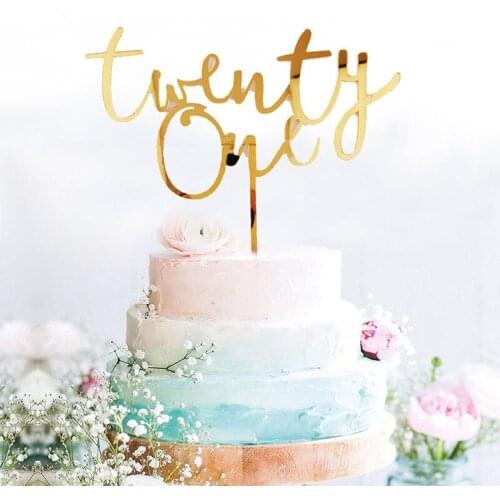 INS Gold Twenty One Happy Birthday Acrylic Cake Topper Number 21 Cupcake Topper for 21th Birthday Party Supplies Cake Decoration