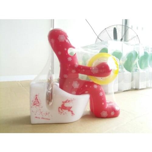The Butt Station - Desk Accessory: Tape Dispenser Pen Memo Holder Clip Storage (Christmas Gift Red With Snowflake )