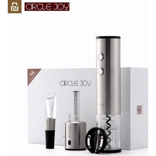 4in1 Youpin Circle Joy Automatic Red Wine Bottle Opener Round Wine Stopper Stainless Steel Electric Corkscrew Gift/Fast Decanter