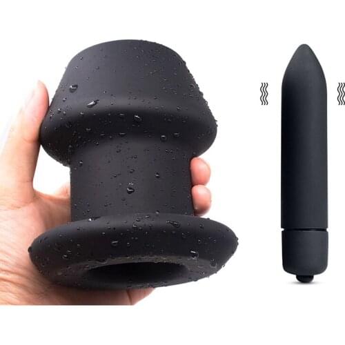 Big Anal Plug Silicone Hollow Prostate Massage Vaginal Dilator Flirt Tease Peep Tool Butt Plug Vibrator Adult Sex Toy Gay Couple