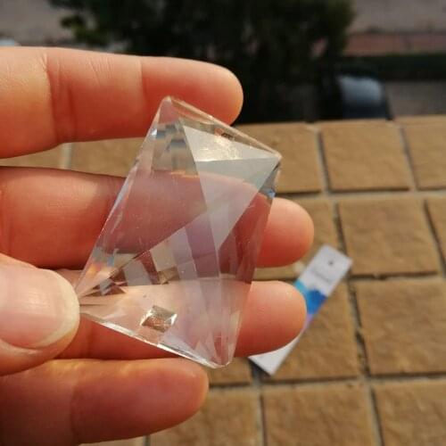 Camal 2pcs Clear K9 50x30mm Faceted Rectangle Crystal Pendant Lamp Prism Lighting Part Chandelier Suncatcher Hanging Home Decor