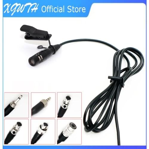 Tie Clip Lapel Microphone Black Lavalier Mic Unidirectional for Shure Sennheiser AKG MiPro Audio Technica 4Pin 3Pin TA4F 3.5mm