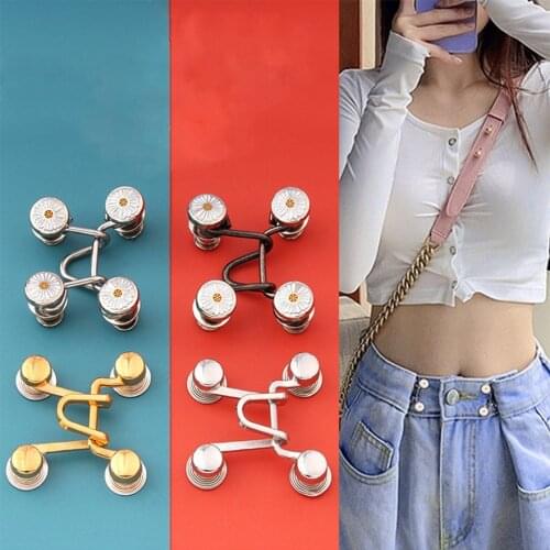 DIY Invisible Adjust Button Metal Jeans Waist Removable Buckle No Nails Waist Button Detachable Button Waist Adjustment Button