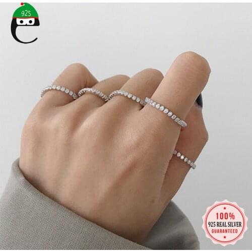 ElfoPlataSi Real 925 Sterling Silver Fashion Sweet Mini Dazzling CZ Ring For Women Wedding Birthday Valentines Day Gift DS810