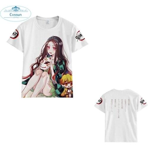COSSUN Hot Anime Demon Slayer Kimetsu No Yaiba Tanjirou Nezuko Zenitsu Shinobu Inosuke Printed T-shirt Harajuku Unisex Tees kids