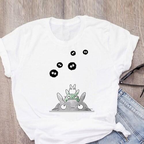 Ghibli Totoro Dustbunny Kawaii T Shirt Women Fashion Printed Short Sleeve T-shirt White Suitable All Seasons Tshirts