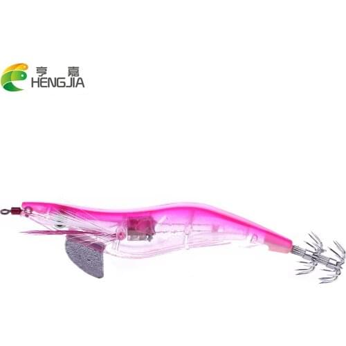 HENGJIA 1pc Squid Jigs Shrimp Isca Artificial Wooden Wobbler Fishing Lures Carp Fishing Pesca Bass Bait