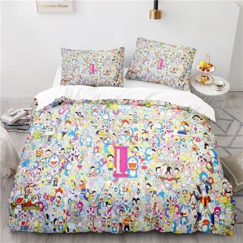 3D Doraemon Bedding Set Print Duvet Cover Set with Pillowcase Home Textile Cartoon Comforter Cover Set Twin Full Queen King Size