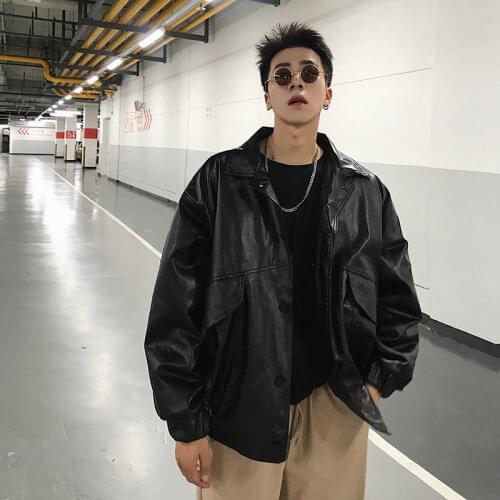 Leather coat mens new handsome arcade car suit spring and autumn loose jacket Korean fashion baseball uniform casual jacket