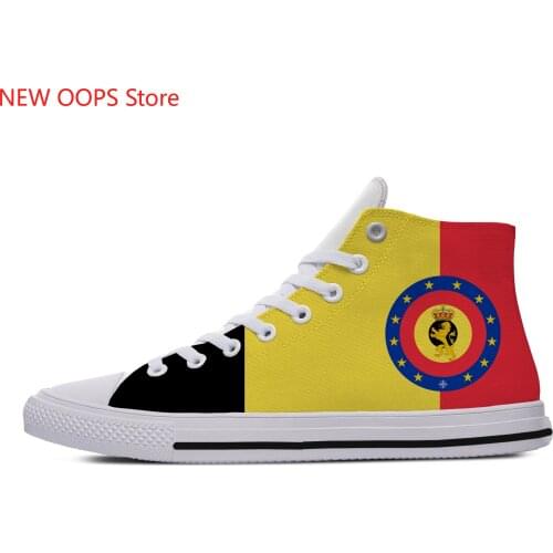 Coat arms Belgium Flag Emblem Belgian Armed Forces Lightweight High Top Canvas Shoes Men Women Casual Shoes Breathable Sneakers