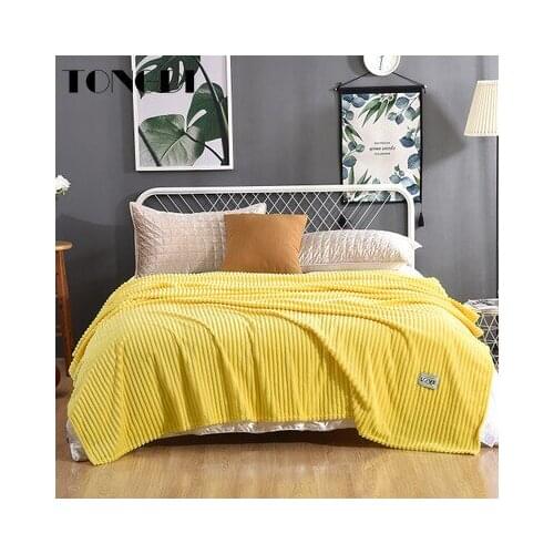 TONGDI Fashion Good touch Solid Vertical Soft Warm Light Fannel Fleece Blanket Decoration Cover Sofa Bed Bedspread Winter Couch
