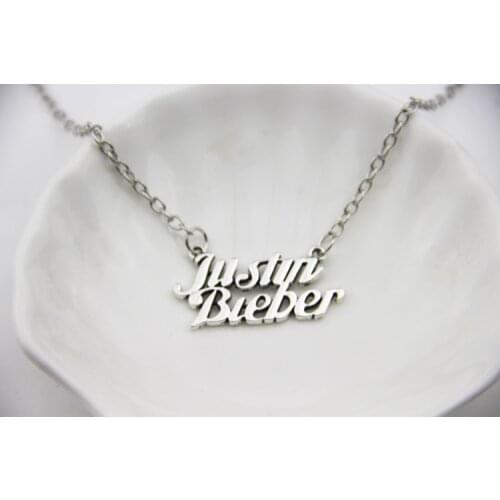 Fashion Jewelry Antique Silver Plated Charm Justin Bieber Necklace For Men And Women
