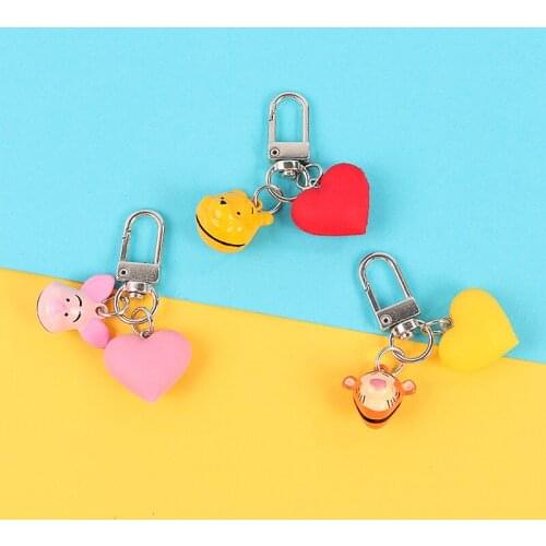 Cartoon Anime 3D Winnie Keychain Accessories for Apple Airpods Case Charms Alloy Keychain Car Bag Women Pendant Love Key Ring