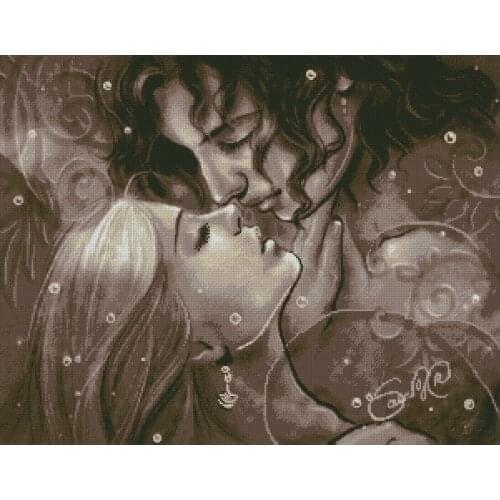 Couple kissing Girl Sewing kit Top Quality Embroidery Needlework 14CT Unprinted Art Cross Stitch Kits DIY Handmade Decor