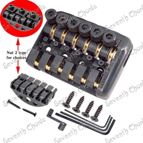 A Set 6 String Saddle Headless Guitar Bridge Tailpiece With Worm Involved String Device - 2 Type Nut for choose