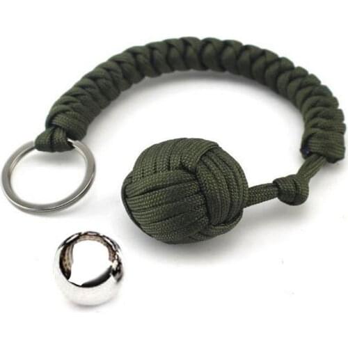 Outdoor Security Protection Black Monkey Fist Steel Ball For Girl Bearing Self Defense Lanyard Survival Key Chain Broken Windows