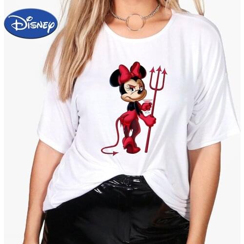 Disney Aesthetic Clothes Summer Top Funny T Shirts Women White Clothes 2021 Mickey Mouse Printed Streetwear Style Punk Harajuku