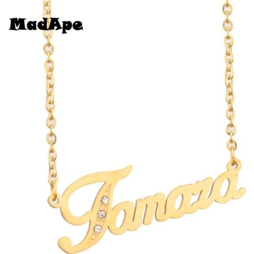 MadApe Letter "Tamara" Pendant Necklace Stainless Steel Gold Color Chain Custom Any Personalized Name Necklace Jewerly For Women