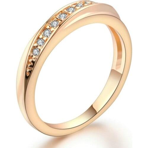 SIMPLE ENGAGEMENT WEDDING RING 925 STERLING SILVER COLOR RING FOR WOMEN SINGLE ROW DRILL RING ROSE GOLD FINGER RING FINE JEWELRY