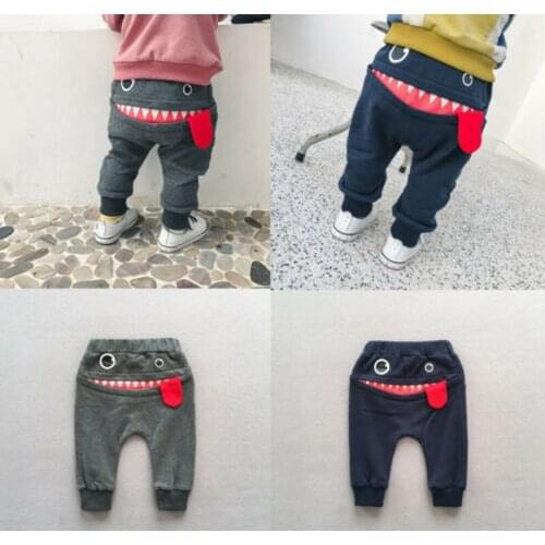 Pudcoco Fast Shipping New Casual Children Casual Cotton Sports Bottoms Pants Big Mouth Monster Trousers 0-4Y
