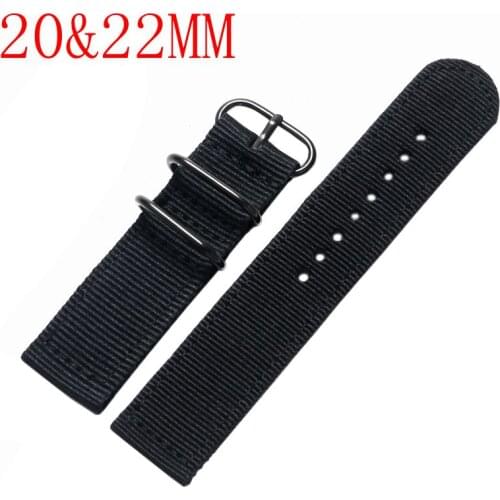 20/22mm Fashion Black ArmyGreen Canvas Watch Band Pin Buckle Strap Men Male High Quality Belt Replacement Cool Watch Band Strap
