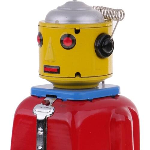 Retro Wind Up Tin Toys Walking Robot Classic Tinplate Toy for Kids Children Gifts
